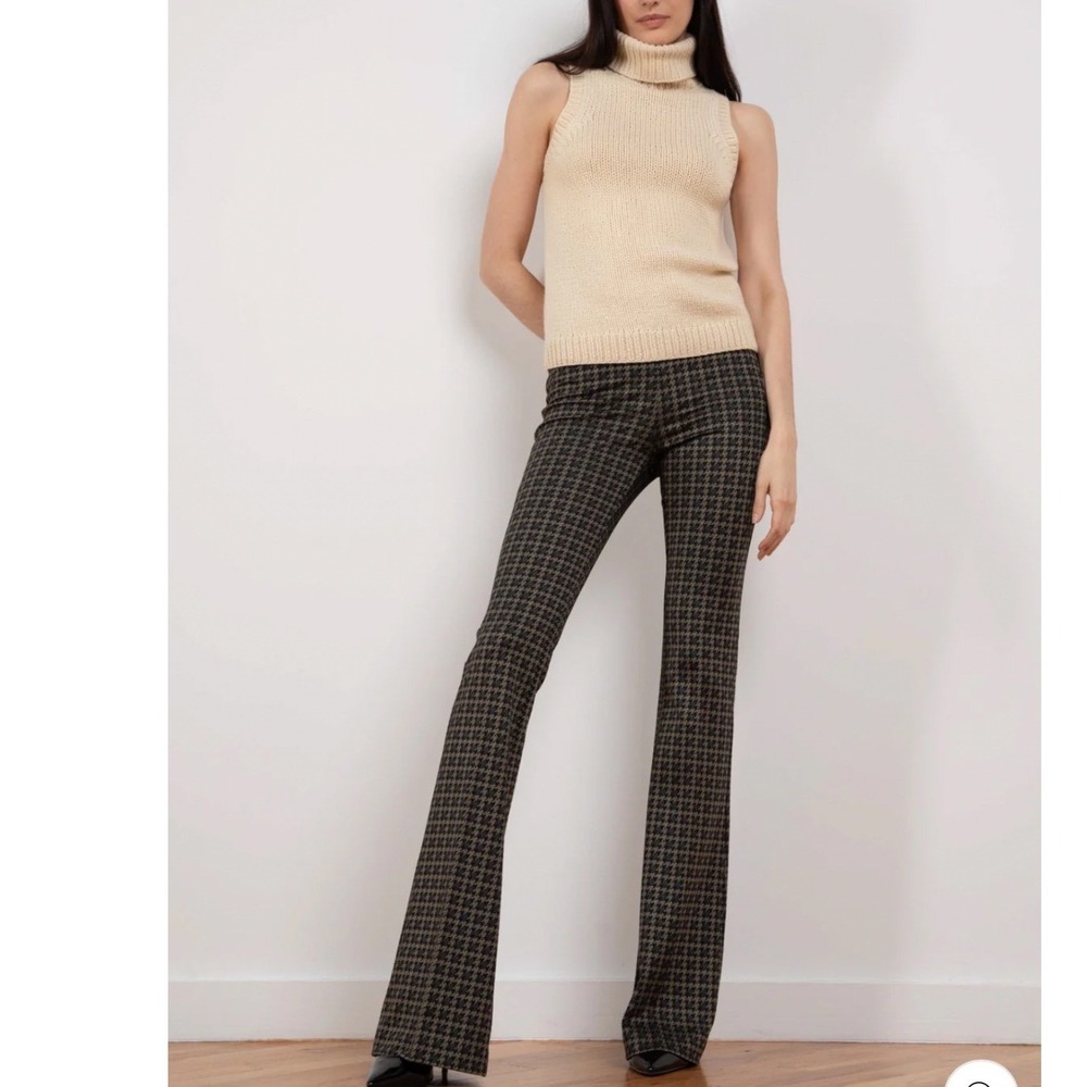 Avenue Montaigne Bellini Starling Houndstooth Flare Pants Brown Black Size 10 - Picture 6 of 14